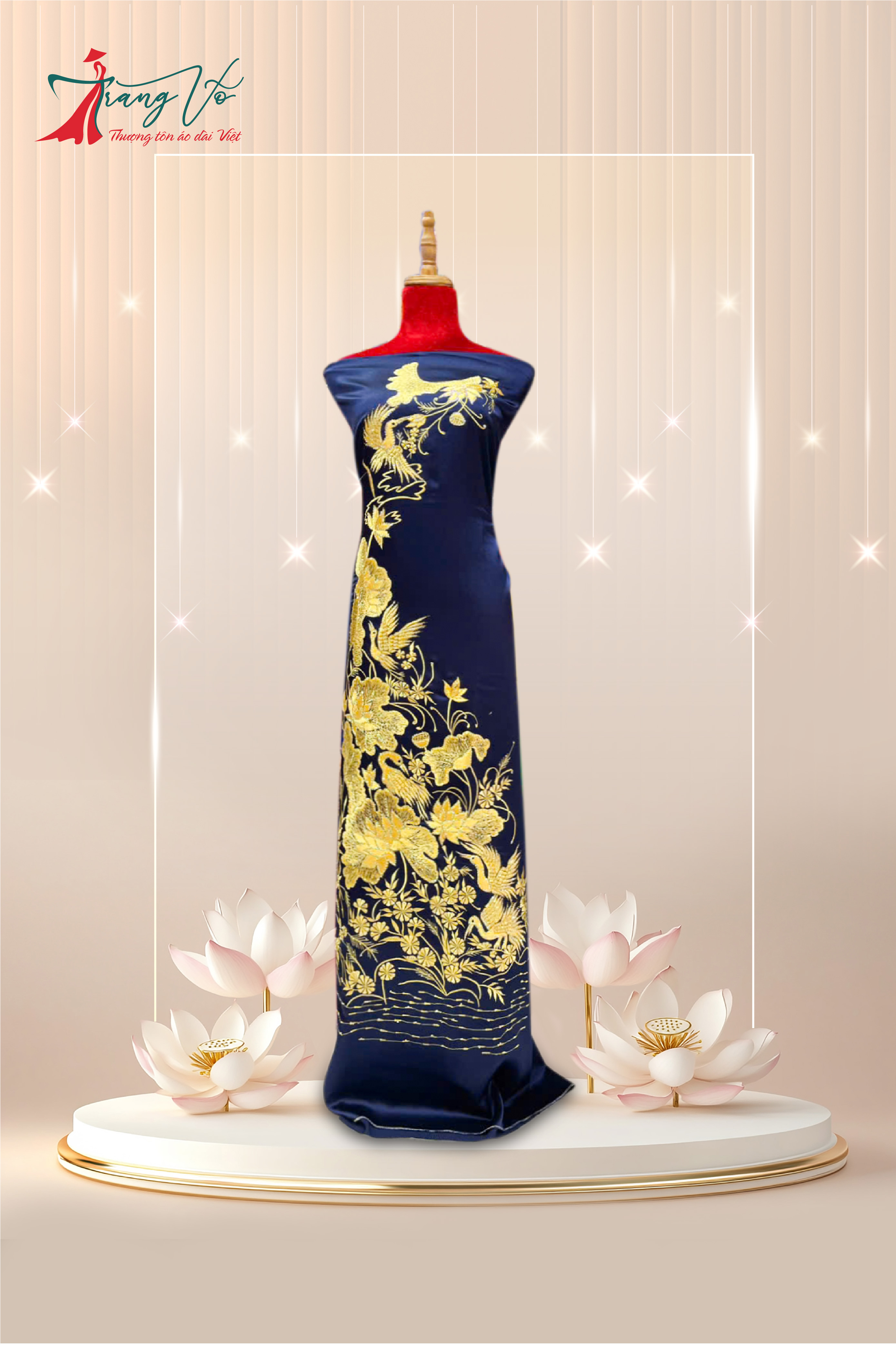 LỤA ÁNH SAO THÊU LẮC TAY XANH THAN #29102404